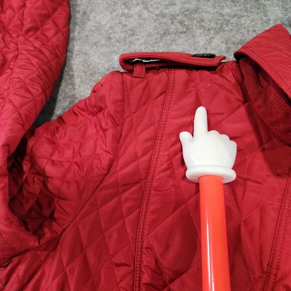 Burberry London Womens Size US 10 UK 12 Quilted Red Belted Button Up Jacket - Picture 7 of 16